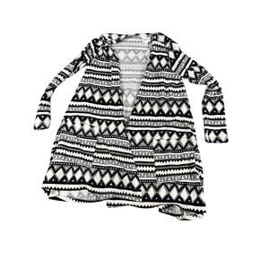 LuLaRoe Small Black White Aztec Geometric Open Front Cardigan Pockets Womens